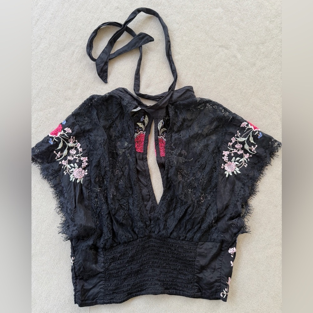 FP Movement by Free People Black Floral Embroidered Blouse - Picture 2 of 3